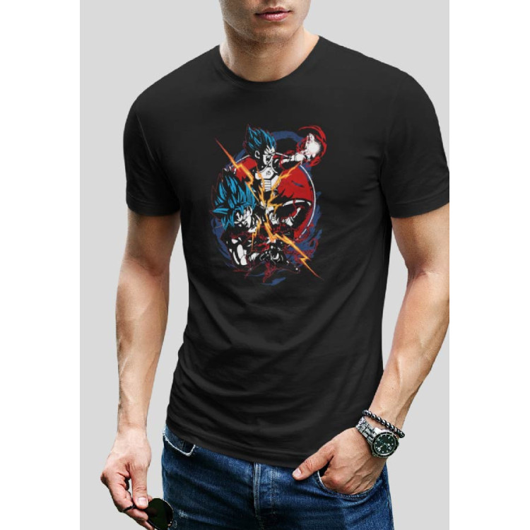 CAMISETA DRAGON BALL SUPER SAIYANS BLUE 